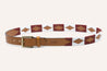 A Big Bend belt with a red, white and brown pattern by Zilker Belts.