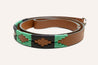 A Verde Dog Leash with green and brown squares.