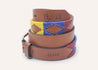 A Kite Fest belt with a colorful pattern on it from Zilker Belts.