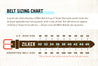 Zilker Belts Native sizing chart infographic.