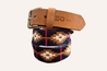 World-class light brown Argentine leather with navy blue & red nylon thread, artfully hand-stitched in Buenos Aires.  